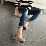 Women's Faux Suede High Chunky Heels - Blue - Chunky Heels - 43 B - PU Flock Leather - image 34