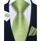 Funki Buys | Neckties | Men's 3 Pcs Apple Green Luxury Tie Set