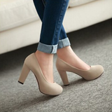 Women's Faux Suede High Chunky Heels - Blue - Chunky Heels - 43 B - PU Flock Leather - image 39