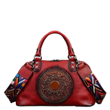 Handbags Women's Boho Leather Tote Bag - Dark Grey Blue - Handbag - Medium - Genuine Leather - image 3