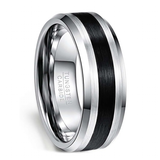 Tungsten Carbide Black and Silver Band - Silver - Band 8mm - 13 - Tungsten - image 8