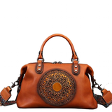Handbags Women's Boho Leather Tote Bag - Dark Grey Blue - Handbag - Medium - Genuine Leather - image 14