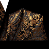 Funki Buys | Neckties | Men's 3 Pcs Gold Black Luxury Tie Set
