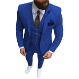 Men's Formal Wedding Attire 3 Pcs Slim Fit - Royal Blue - 3 Pcs Slim Suit - 5XL - Linen - image 34