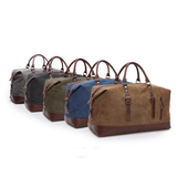 Travel Bags Canvas Leather Overnight Bag - Blue - Travel Bag - Canvas/Leather - image 17