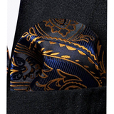 Funki Buys | Neckties | Men's 3 Pcs Navy Gold Floral Tie Set