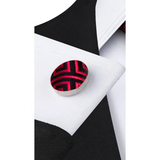 Funki Buys | Neckties | Men's 3 Pcs Red Black Geometric Tie Set