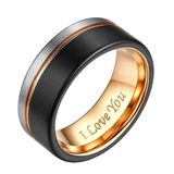 Men's Two Tone Wedding Engagement Ring - Black/Silver/Gold - 8mm - 13 - Tungsten - image 1