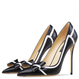 Women's Leather Butterfly-Knot Stilettos - Black - 1 / 10cm / Stiletto Shoes - 41 B - Genuine Leather - image 1