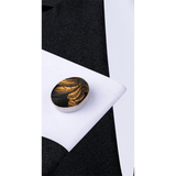 Funki Buys | Neckties | Men's 3 Pcs Black Gold Flowers Tie Set