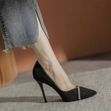 Women's Elegant Pointy High Heel Stilettos - Black - 1 / 7cm / Stilettos - 40 B - PU Leather - image 6