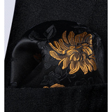Funki Buys | Neckties | Men's 3 Pcs Black Gold Flowers Tie Set
