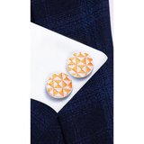 Men's 3 Pcs Orange Geometric Tie Set - Orange - Necktie / 3895 - One Size - Polyester - image 2