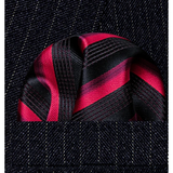 Funki Buys | Neckties | Men's 3 Pcs Bold Red Black Striped Tie Set