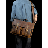 Messenger Bags Men's Leather Laptop Bag - Brown - Men's Bag - Large - Genuine Leather - image 16