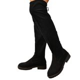 Women's Over Knee Tie Up Platform Boots - Black - Over Knee Suede Tie Boots - 43 B - PU Suede Leather - image 3