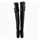 Women's Cosplay Gothic Lace Up Boots - Black - Boots - 46 B - PU Patent Leather - image 5