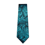 Men's 4 Pcs Teal Silk Paisley Tie Vest Set - Teal - 4pc Tie Set - MD-0412-7885 - 3XL - Silk - image 4