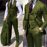 Men's 3 Pcs Slim Fit Formal Wedding Suits - Red - 3 Pcs Slim Fit Suit - 6XL - Polyester - image 12