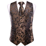 Men's 4 Pcs Classic Paisley Tie Vest Set - Black - 4pc Tie Set - MJTZ0148 - 3XL - Silk - image 8