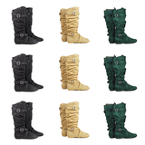Women's Line Dance Buckle Flat Boots - Green - Boots - 42 B - PU Suede Leather - image 2