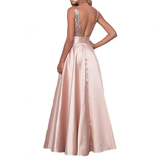 Women's Custom Satin Evening Dress - Salmon - Satin Dress - Satin - image 23
