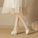 Women's Elegant Patent High Heel Pumps - Beige - 1 / 12cm Heel - 41 B - PU Patent Leather - image 41
