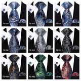 Men's 3 Pcs Silk Paisley Formal Tie Set - Blue - TZ-Y08 - One Size - Silk - image 30