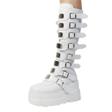 Women's Punk Buckle Strap Platform Boots - White - 1 - 2022 - Rippled Heel - 43 B - PU Leather - image 11