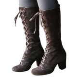 Women's Steampunk Lace Up Granny Boots - Brown - Steampunk Granny Boots - 43 B - PU Suede Leather - image 10