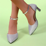 Women's Gold Silver Rose Glitter Shoes - Gold - Formal Sandals - 40 B - PU Leather - image 5