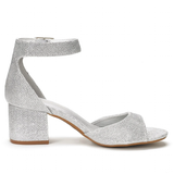 Women's Shimmery Gold Silver Sandals - Gold - Block Heeled Sandals - 42 B - PU Leather - image 14
