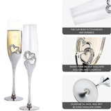 Wedding Champagne Flutes Cake Set x 4 - Clear - 4 Pcs Gold Set - Medium - Crystal - image 18