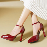 Women's Patent Leather Pointed Toe heels - Red - 12cm Heels - 42 B - Patent Leather - image 2