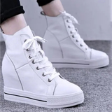 Women's Canvas High Rise Ankle Sneaker - White - Lace Up - 7 B - Canvas - image 10