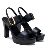 Women's High Chunky Platform Sandals - Black - Platform Sandal - 43 B - PU Leather - image 14