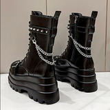 Women's Gothic Square Toe Platform Boots - Black - Boots - 42 B - PU Leather - image 19