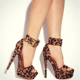 Women's Super High Leopard Print Stilettos - Beige - Leopard-Print - Stiletto Sandals - 43 B - PU Suede Leather - image 6