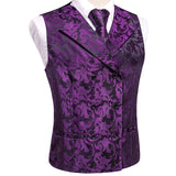 Men's 4 Pcs Formal Floral Tie Vest Sets - Brown - 4pc Tie Set - HT-MJ-0093 - 3XL - Silk - image 39