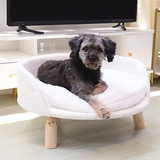 Pet Sofa Bed Raised Small Dog Couch - White - 1 / Ped Bed Stool / Large 24.21" - Plush - image 4