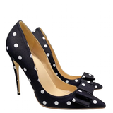 Women's Silk Polka Dot Bow Knot Heels - Black - 1 / 12cm Heel - 46 B - Silk/Leather - image 20