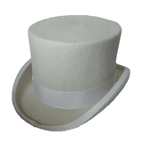 White top hat with a ribbon on a white background