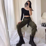 Women's Big Pockets Loose Cargo Pant - Black - Pants - XXXL - Polyester - image 24