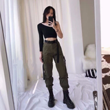 Women's Big Pockets Loose Cargo Pant - Black - Pants - XXXL - Polyester - image 25