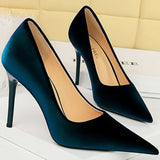 Women's Suede Fashion High Heel Stiletto - Royal Blue - Pointy Heels - 40 B - PU Suede - image 10