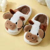 Women's Fluffy Winter Slippers - Coffee - Cow Slides - 36-37 - Plush - image 2