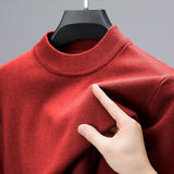 Men's Aesthetic Mock Neck Sweaters - Red Wine - Mock Neck Sweater - 4XL - Cashmere/Polyester - image 9