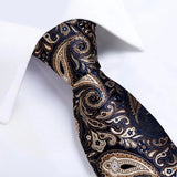 Men's 3 Pcs Silk Paisley Tie Set - Gold - 3 Pcs Necktie Set - One Size - Silk - image 4