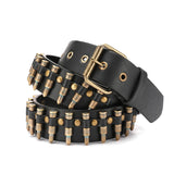 Unisex Hollow Bullet Shape Decoration Belt - Black - PU Leather - image 1
