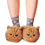 Women's Plush Kitten Slippers - Brown - 3 / Drooped Eyes - 5 (CN 36) - Plush - image 2